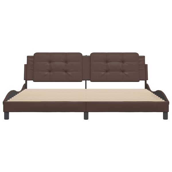 vidaXL Cadre de lit sans matelas Zadar marron 200x200 cm similicuir