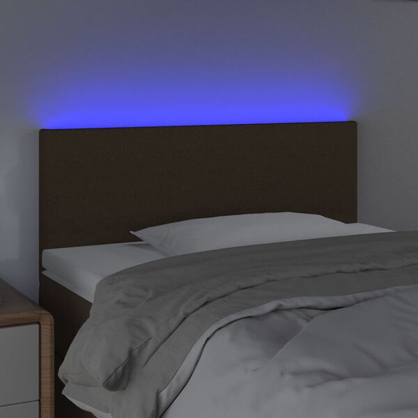 vidaXL T&ecirc;te de lit &agrave; LED Marron Fonc&eacute; 80x5x78/88 cm Tissu