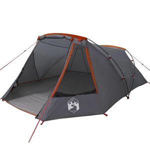 vidaXL Tente Tunnel 3 Personnes 3 personne Gris et orange