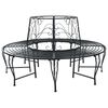 vidaXL Banc d'Arbre 8-Nombre de places &Oslash; 160 x 89 cm Acier Noir Rond