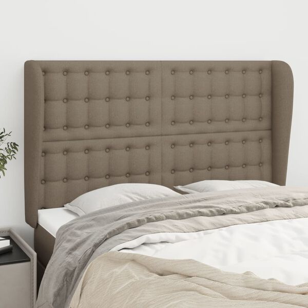 vidaXL T&ecirc;te de lit avec oreilles Taupe 147x23x118/128 cm Tissu