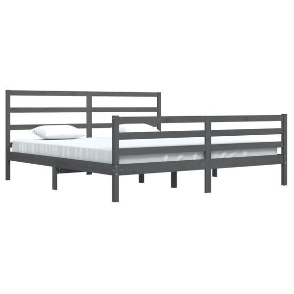 vidaXL Cadre de lit sans matelas bois massif de pin gris 200x200 cm