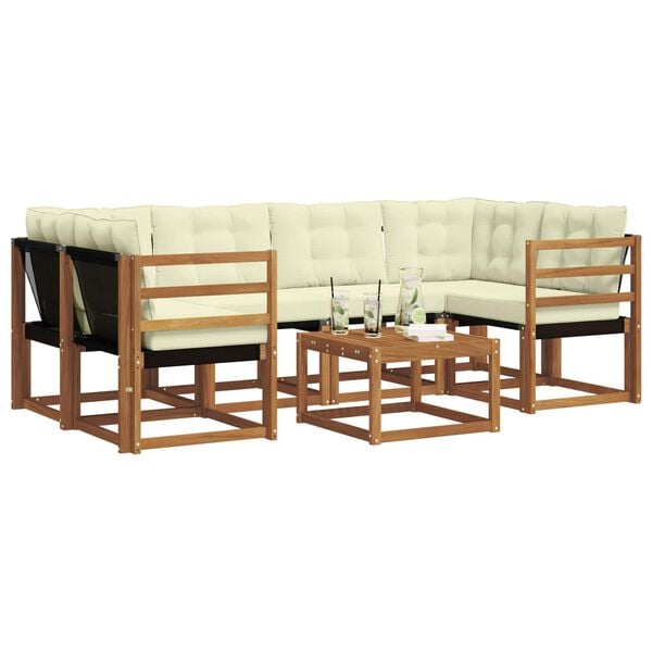 vidaXL Ensemble de canap&eacute;s d'ext&eacute;rieur 7 pcs Naturel et Cr&egrave;me