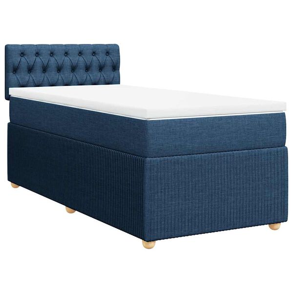 vidaXL Sommier à lattes de lit avec matelas Bleu 90x190 cm Tissu