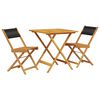 vidaXL Ensemble de bistro 3 pcs noir polypropyl&egrave;ne et bois massif