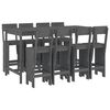 vidaXL Ensemble de bar de jardin 9 pcs gris bois de pin massif