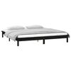 vidaXL Cadre de lit &agrave; LED sans matelas noir 120x190 cm bois massif