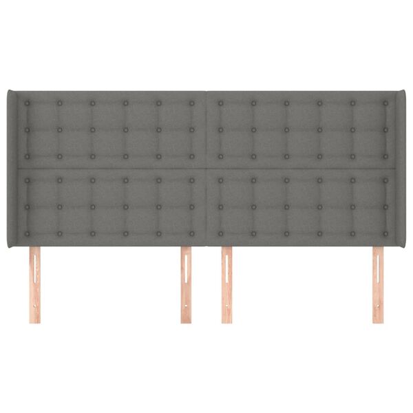 vidaXL Tête de lit avec oreilles Gris foncé 183x16x118/128 cm Tissu