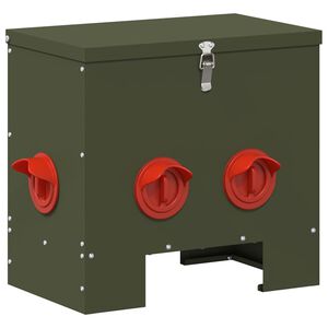 vidaXL Mangeoire pour poules Vert olive 40,5 x 25 x 38 cm 20 kg
