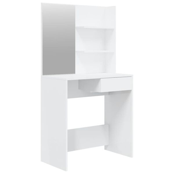 vidaXL Coiffeuse avec miroir Blanc brillant 74,5x40x141 cm