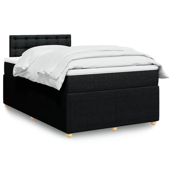 vidaXL Sommier &agrave; lattes de lit avec matelas noir 120x190 cm tissu