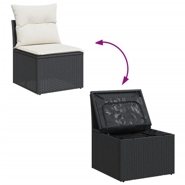 vidaXL Salon de jardin 10 pcs avec coussins noir r&eacute;sine tress&eacute;e
