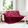 vidaXL Couverture en Fourrure de Lapin Synthétique Rouge Bordeaux