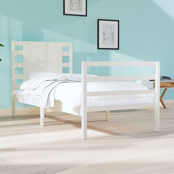 vidaXL Cadre de lit sans matelas blanc 75x190 cm bois de pin massif