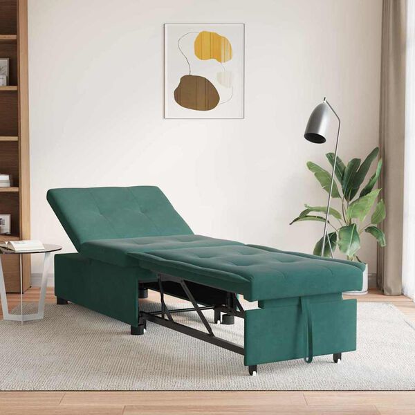 vidaXL Canap&eacute;-Lit Vert fonc&eacute; 194 x 67 x 82 cm Velours