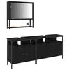 vidaXL Ensemble de mobilier de salle de bain avec &eacute;tag&egrave;re 3 pcs Noir