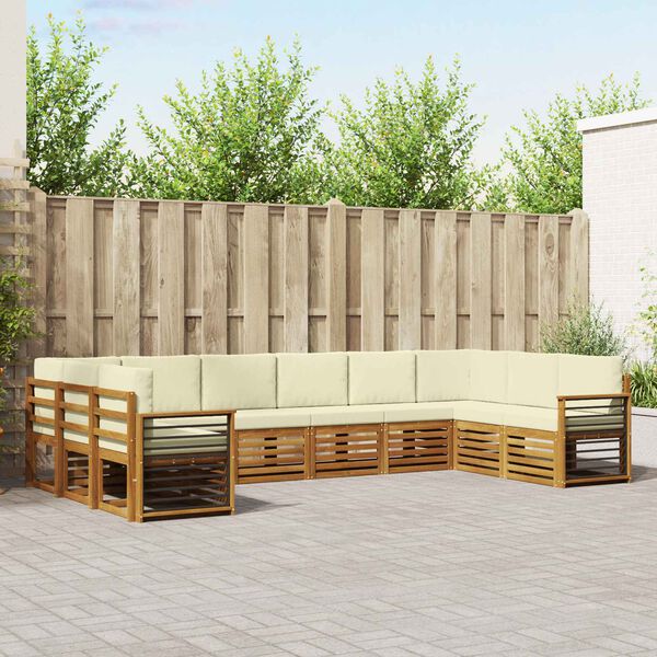 vidaXL Ensemble de canap&eacute; d'angle avec coussin 10 pcs Naturel et Cr&egrave;me