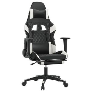 vidaXL Chaise de jeu de massage avec repose-pied Noir&Blanc Similicuir