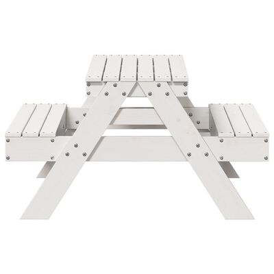 vidaXL Table de pique-nique pour enfants blanc bois massif de pin