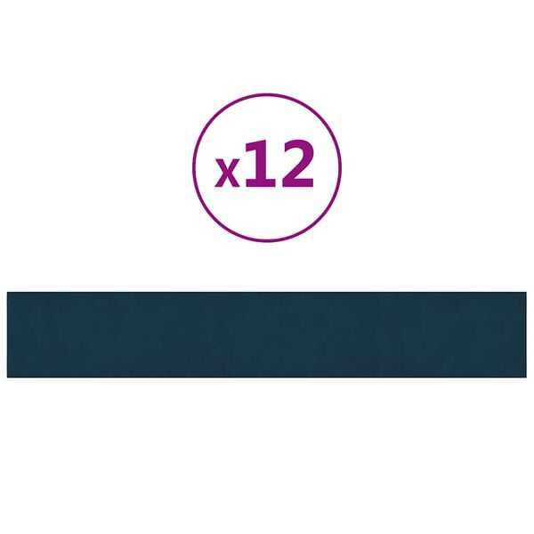 vidaXL Panneaux muraux 12 pcs Bleu 90x15 cm Velours 1,62 m&sup2;