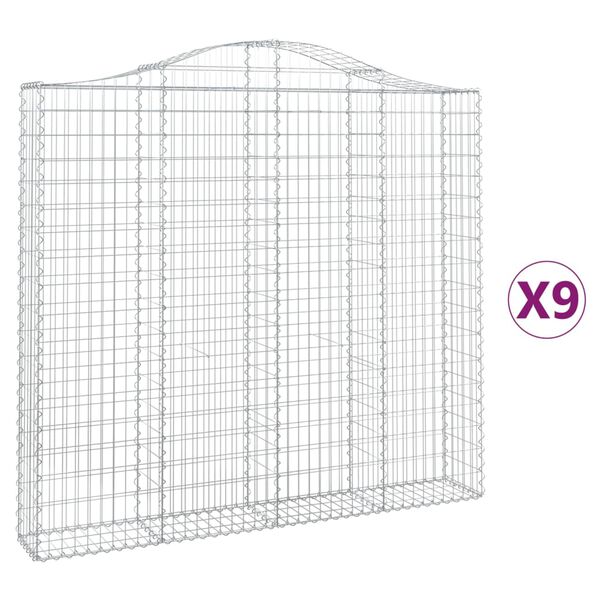 vidaXL Paniers &agrave; gabions arqu&eacute;s 9 pcs 200x30x180/200 cm Fer galvanis&eacute;