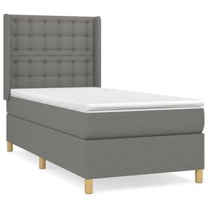 vidaXL Sommier &agrave; lattes de lit avec matelas Gris fonc&eacute; 90x200 cm Tissu