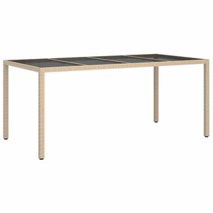 vidaXL Table de jardin Beige 190x90x75 cm Verre tremp&eacute;/r&eacute;sine tress&eacute;e