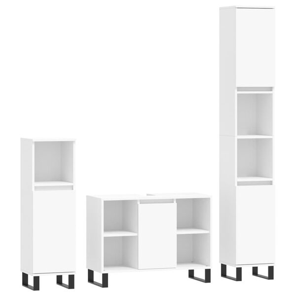 vidaXL Ensemble de meubles salle de bain 3 pcs blanc bois d'ingénierie