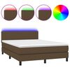 vidaXL Sommier &agrave; lattes de lit matelas et LED Marron fonc&eacute; 140x190 cm