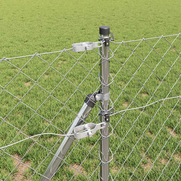 vidaXL Poteau de clôture. Argenté 10 x 0,4 m (treillis de 60 x 60 mm)