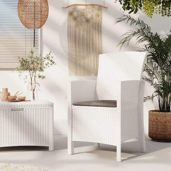 vidaXL Chaise de jardin avec coussin Rotin PP Blanc
