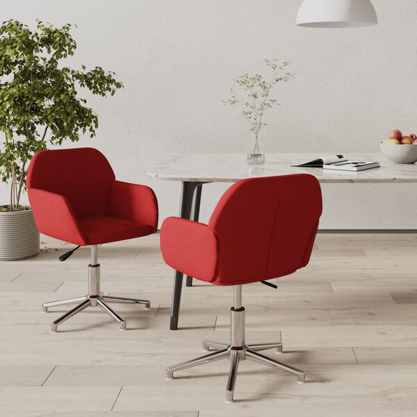 vidaXL Chaises pivotantes &agrave; manger lot de 2 Rouge bordeaux Tissu