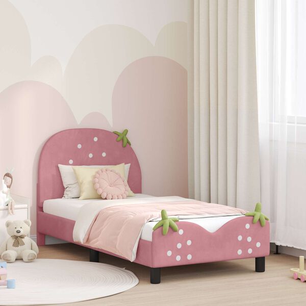 vidaXL Cadre de lit pour enfants avec tête de lit Rose 80 x 160 cm