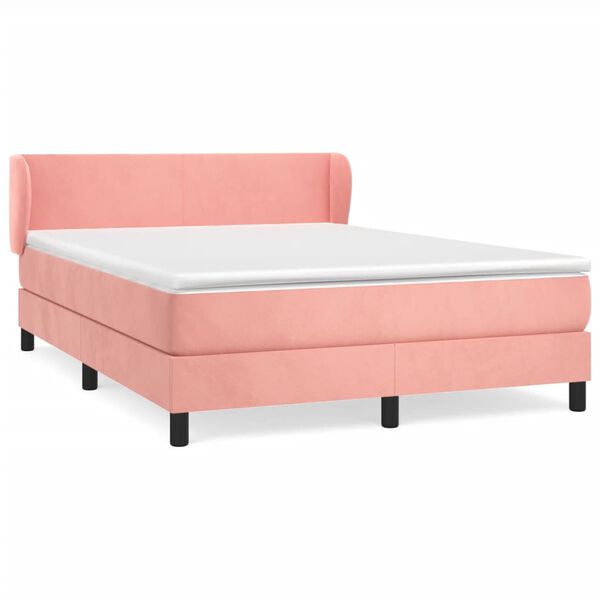 vidaXL Sommier &agrave; lattes de lit avec matelas Rose 140x190 cm Velours
