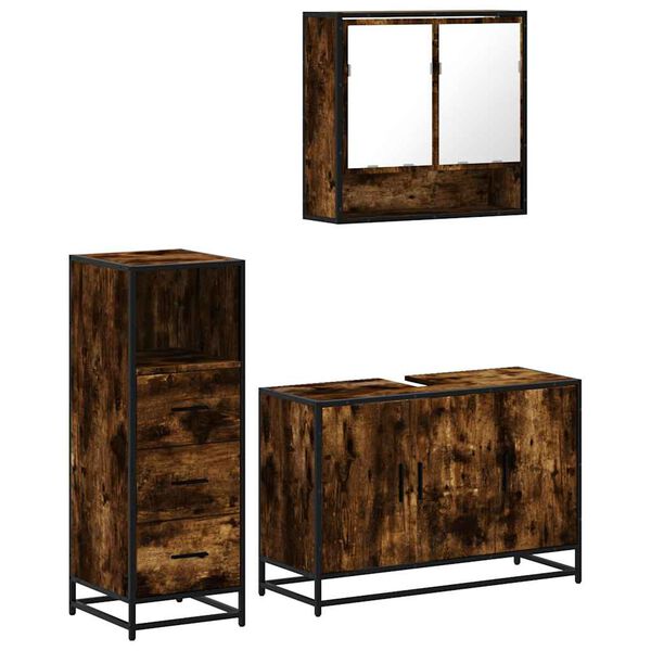 vidaXL Ensemble de meubles de salle de bain 3 pcs Chêne fumé