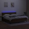vidaXL Sommier &agrave; lattes de lit matelas et LED Marron fonc&eacute; 160x200 cm