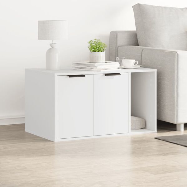 vidaXL Meuble de bac à litière pour chat blanc bois d'ingénierie