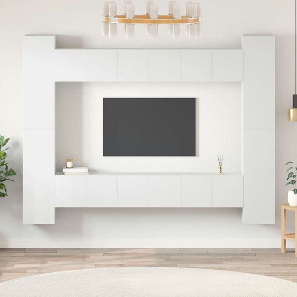 vidaXL Ensemble de meubles TV 10 pcs Blanc Bois d'ing&eacute;nierie