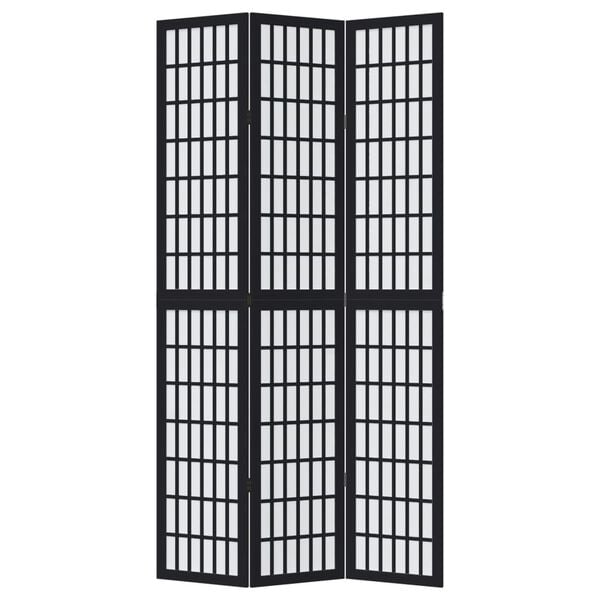 vidaXL Cloison de s&eacute;paration 3 panneaux noir bois de paulownia massif
