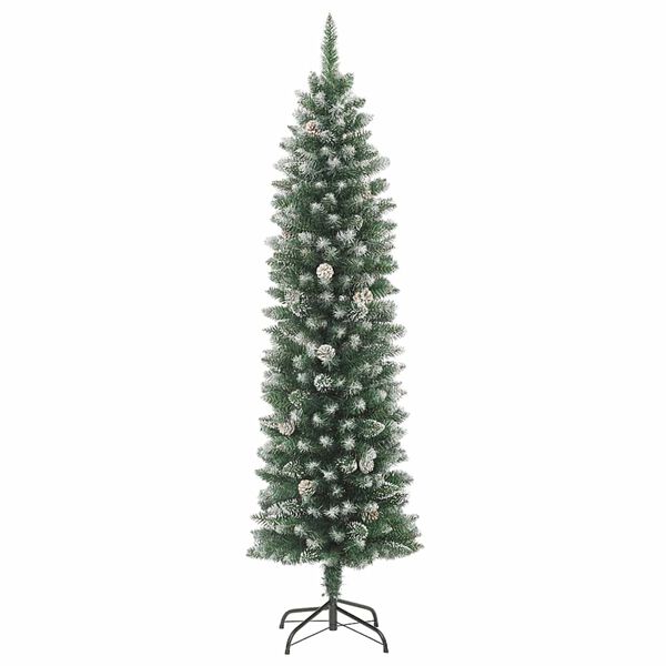vidaXL Sapin de Noël artificiel mince avec support 180 cm PVC