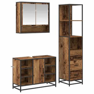 vidaXL Ensemble de mobilier de salle de bain 3 pi&egrave;ces Bois Ancien