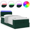 vidaXL Lit ottoman avec matelas et LED Vert fonc&eacute; 90x200cm velours