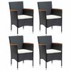 vidaXL Chaises &agrave; manger de jardin lot de 4 r&eacute;sine tress&eacute;e noir