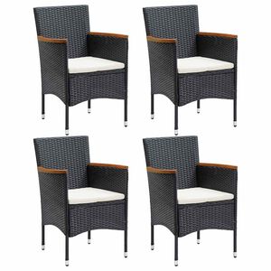 vidaXL Chaises &agrave; manger de jardin lot de 4 r&eacute;sine tress&eacute;e noir