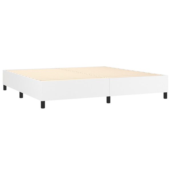 vidaXL Sommier à lattes de lit avec matelas Blanc 200x200cm Similicuir