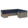 vidaXL Salon de jardin 10 pcs avec coussins gris r&eacute;sine tress&eacute;e
