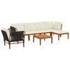 vidaXL 7 pc Bois d'acacia massif et corde Naturel