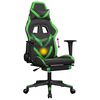 vidaXL Chaise de jeu de massage avec repose-pied Noir&Vert Similicuir