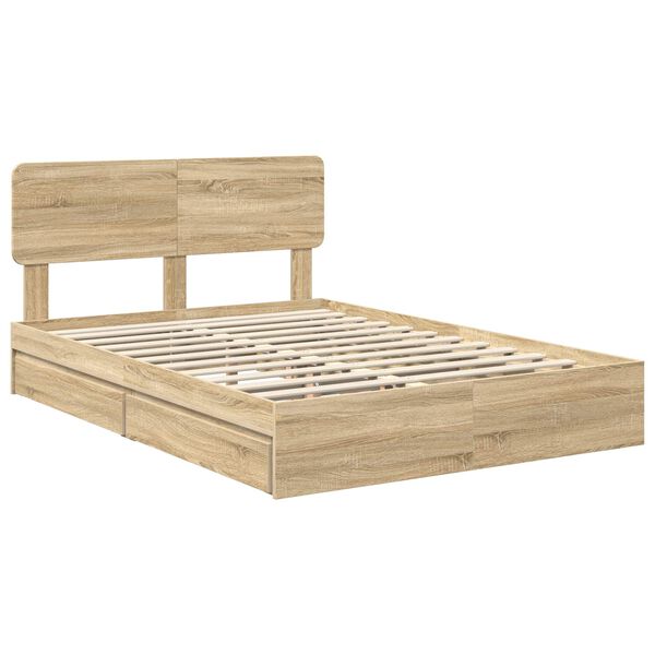 vidaXL Lit de Rangement Ch&ecirc;ne Sonoma 160 x 200 cm Bois d'ing&eacute;nierie