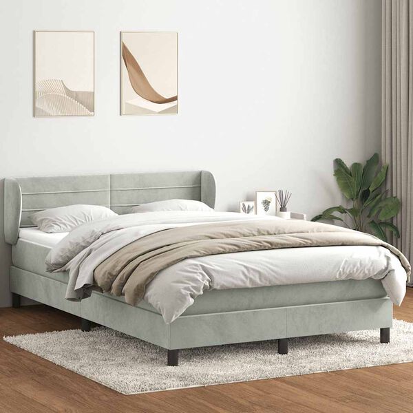 vidaXL Sommier &agrave; lattes de lit et matelas gris clair 160x220cm velours